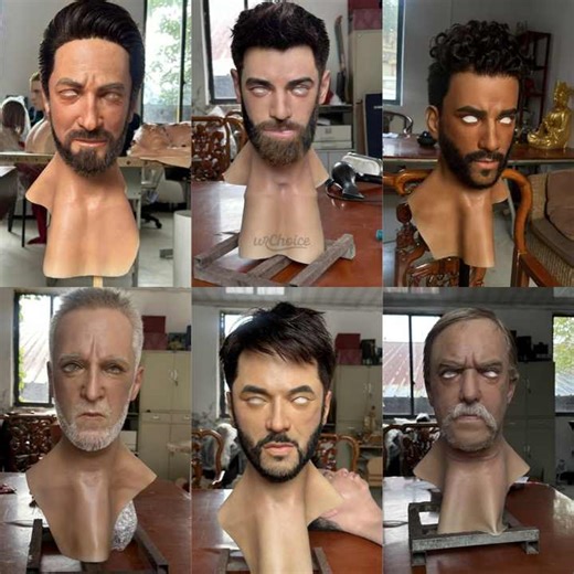 Hollywood SFX Mask Factory Artificial Silicone Male Mask Real Silicon Head for Human Face Crossdressing Party Transgender