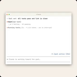 CLAUDE CODE JUST STOPPED WAITING FOR YOU TO HIT “CONTINUE.”/goal gives Claude a finish line like:“all tests pass and lint is clean”Then it keeps working until the condition is actually true.Not prompting.Not pausing.Not asking every 2 minutes.Just looping:→ edit code→ run tests→ verify progress→ repeat until completeAdd Auto Mode and Claude basically becomes an autonomous engineering agent running long coding sessions while you sleep.Most people still think AI coding is autocomplete.The people l