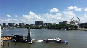 Panoramic aerial landscape view of Brisbane city. Brisbane is the capital of Queensland state located on the Brisbane River in Queensland, Australia.