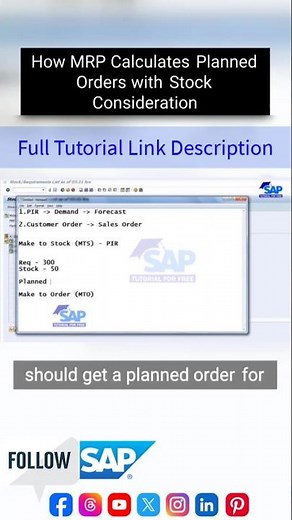 How MRP Calculates Planned Orders with Stock Consideration | What is SAP PP Demand Management | #SAP