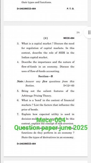 Ignou June 2025 question paper of MECE-004( Financial Institutions And Markets)