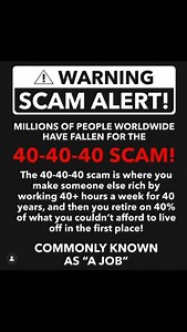 That’s gotta be the biggest scam that we all fall for. But there are other ways to make a living and not have to become a slave to your job. Learning how to set up automated systems online, using the power of the Internet and the billions of people that are on social media daily could generate a nice income and it’ll do it 24/7. Learn more here: bobhosek.com/home | Bob Hosek