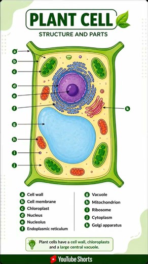 Plant Cell Structure 🌵 🌵 ☘️ 🌼🌺🪷Explained | Cell Organelles Diagram for Students | Biology Shorts