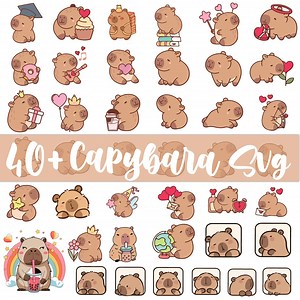Cute Capybara SVG Bundle,instant Digital Download for Cricut & Silhouette,digital Sticker,cute Capybara Png,kawaii Animal Illustration - Etsy