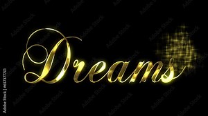 Gold metallic text revealed by disappearing and flickering stars for DREAMS