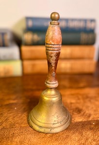 Vintage Brass Hand Bell With Turned Wood Handle | Mid-century Service Bell | Desk, School, or Shop Decor - Etsy