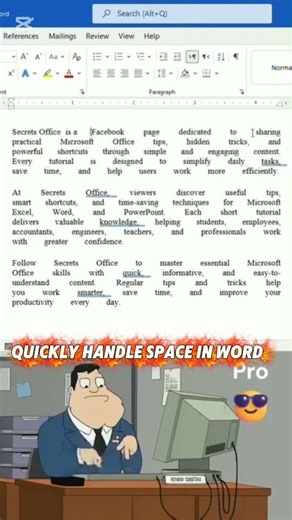 Quickly handle space in word 💯#wordtips #documents #office #excel #exceltips #tutorial #viral