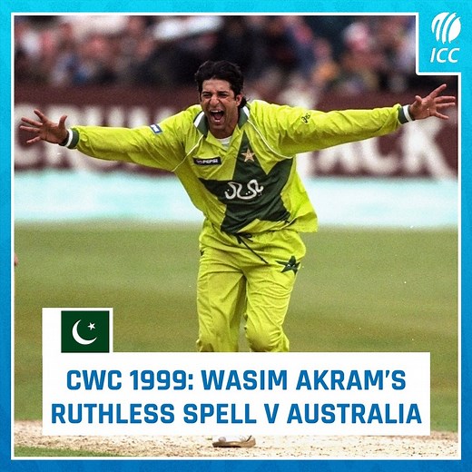 Happy birthday to the Sultan of Swing 🔥 We celebrate the day by re-living Wasim Akram's phenomenal four-wicket spell against Australia in the ICC Cricket World Cup 1999 ⬇️ | ICC - International Cricket Council