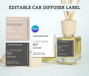 Car Diffuser Label Template, Printable Oil Fragrance Bottle Label, Hanging Diffuser Label, DIY Air Freshener Label, Diffuser Template. - Etsy