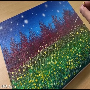 52K views · 166 reactions | Painting Firefly Forest / Easy Acrylic Painting Technique | HO Art | Facebook
