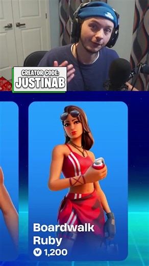 JustinAB on Instagram: "Boardwalk Ruby skin in the Fortnite Item Shop! #fortnite #fortniteskins #fortniteitemshop #EpicPartner #supportacreator"
