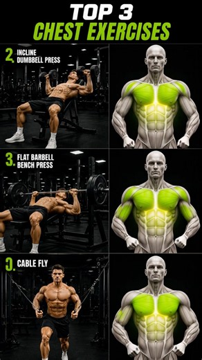 Top 3 Chest Exercises for a Bigger Chest 💪🔥 #gym #bodybuilding #gymmotivation #fitness