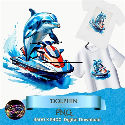 Dolphin PNG – Realistic Watercolor Dolphin, Transparent Background, Digital Download