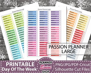 Passion Planner Stickers, Printable Date Cover Stickers, Days of the Week Stickers,today's Date, Weekday Stickers,planner Stickers Printable - Etsy