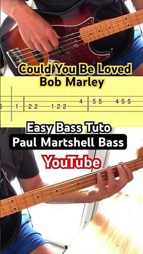 Bob Marley Could You be loved Easy Bass tutorial