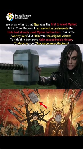 👑 Hela Was the First to Wield Mjolnir?! Hidden Truth Revealed ⚡ #shorts #marveldetails #mcu