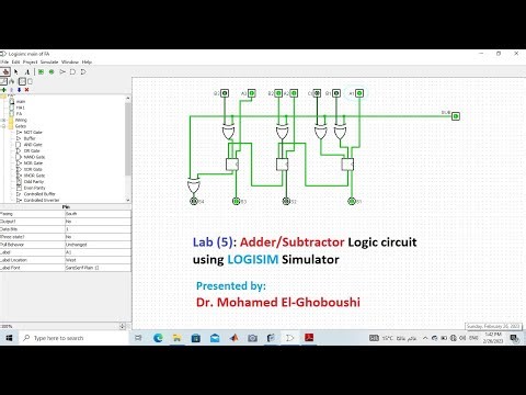 LOGISIM LAB: Simulation of 3-Bit Adder/Subtractor Circuit شرح عربى