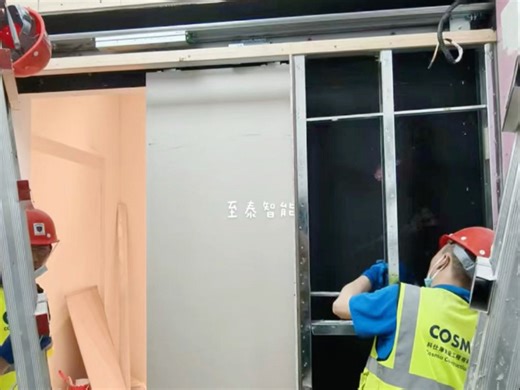 多玛自动门安装，感应重叠门调试，电动平移门，套叠门，两联动门上海至泰工程施工现场分享dormakaba automatic sliding door