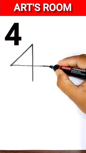 Easy drawing with numbers | Fish drawing with number 4 #shorts