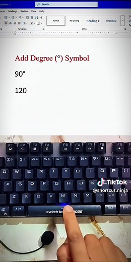 Keyboard Shortcut for Degree Symbol in MS Word