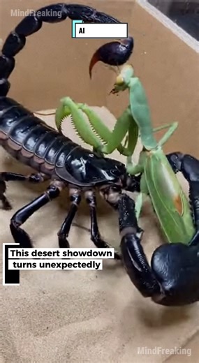 The Apex Scorpion Emperor and the Bladewing Mantis moved through the sand in a wild burst of motion, each trying to outmaneuver the other in a dramatic desert standoff #insects #natureclip #macrovideo #wildmoments #desertlife ⚙️ AI-generated nature dramatization — no real creatures involved. | MindFreaking