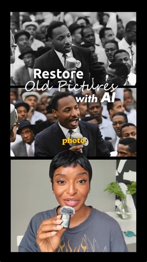 Eve Keita | Creative Strategist | AI Educator on Instagram: "📸 Turn any old photo into a modern video with Al I tested this with an old picture and the results were really cool. Here’s how to do it: Go to @Freepik Al, choose the Flux Context model → Upload your photo + prompt: “Restore this photo to a modern state.” Then switch to Freepik’s Al Video, select Kling 2.1 → Use your restored image, add a prompt if needed, and hit generate. This works on family portraits, vintage pics, and any older 