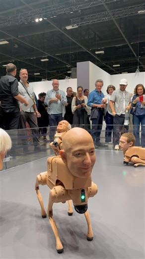 Beeple (@beeple_crap) has released a pack of robot dogs with unsettlingly human heads at Art Basel Miami Beach 2025 (@artbasel). Scrutinising the increasing and unnerving autonomy of robots and AI, these uncanny representations of Andy Warhol, Jeff Bezos and Elon Musk are even taking photographs of fairgoers. This tongue-in-cheek work by the American artist — also known as Mike Winkelmann — can be found as part of new curated space Zero 10, which is dedicated to digital and new media art. Follow