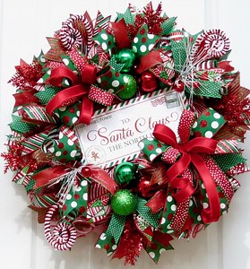 Letter to Santa Christmas Wreath for Front Door, Red Green Deco Mesh, Whimsical Holiday Door Decor, Santa Mail Wreath, Christmas Decor - Etsy