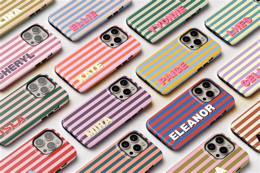 Benutzerdefinierte MagSafe Handyhülle, personalisierte Initialen Monogramm gestreifte Hülle für iPhone 17 16 15 14 13 12 Pro Max, Samsung S25 S24 S23 Ultra case - Etsy Schweiz