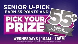 Attention all seniors!  May is your month to shine with Senior U-Pick Wednesdays from 10AM-10PM!  If you're 55+ and have 55+ GLC Rewards points, you get to choose from a wide range of perks, including Free Slot Play, Free Dining Credit, Bonus Drawing Entries, and more. Don't miss out on this opportunity to treat yourself!  For more details, visit: https://gunlakecasino.com/promotions | Gun Lake Casino Resort | Facebook