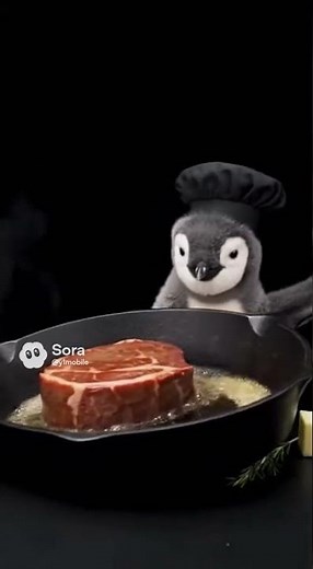 Tiny Penguin Chef Cooking Steak ASMR 🐧🥩🔥 | Pure Sounds