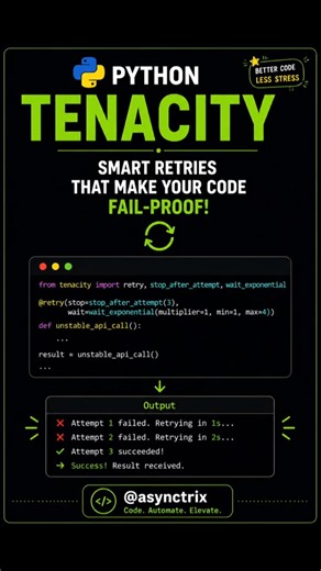 Python Pro Hack: Make Your APIs Bulletproof with Tenacity Retry || #coding #python #programming