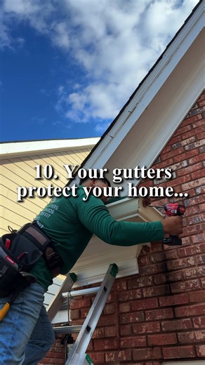 10 things every home owner should know about their gutters 👇 1. Your gutters direct water away from your home, if water sits around your home it will cause mold to grow. 2. When water pools up around your foundation you face risks of soil erosion which leads to foundation cracks. 3. Mosquitos and other insect breeding grounds occur around standing water. Clogged gutters will hold water and likely be one of those places. 4. Without gutters rainwater will run down the sides of your home causing p