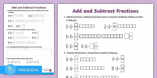 Interactive PDF: Supporting White Rose Maths Year 5: Spring Block 2 Fractions: Add and Subtract Fractions