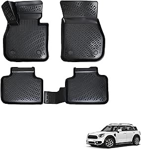 for Mini Countryman F60 Floor Mats Full Set Car Rubber All Weather High Tech 3D Boot Tray for 2017 2018 2019 2020 2021 2022 2023 Automotive Floor Mats for Car Accessories by Autobell