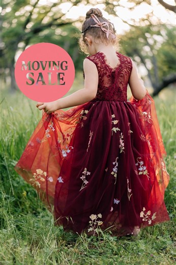 Wine Boho Flower Girl Dress: Tulle & Lace, 13 Colors, Rustic Wedding - Etsy
