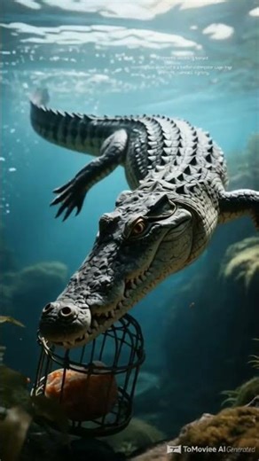 Will crocodile can get the cage ...or fall into trap? #trap #crocodile #meat #cage