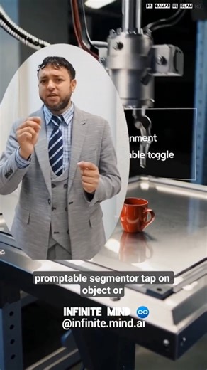 Infinite Mind 🧠 on Instagram: "Robots don’t just “see” anymore—they can be told what to see, then act on it. A new wave of promptable segmenters lets us guide a robot’s vision with natural prompts—points, boxes, or even text like “isolate the red mug” or “find the loose cable.” This flips perception from passive sensing to interactive understanding, enabling safer grasping, targeted inspection, and faster task setup in unfamiliar environments. Foundation models like Segment Anything (SAM/SAM-2)