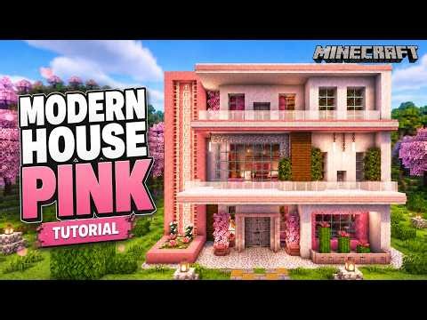 Minecraft: Beautiful Pink Modern House 🌸 | Step-by-Step Tutorial