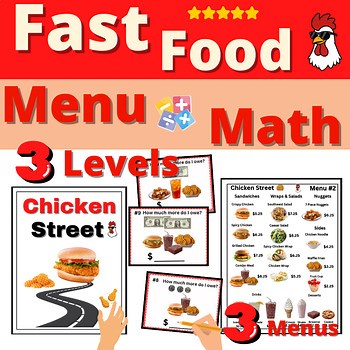 Fast Food Menu Math Activity Chicken Restaurant Resource Elementary