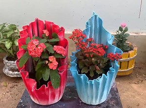 1M views · 26K reactions | How to make beautiful flower pots from fabric and cement at home - Cement pots | Firewood Stove | Facebook