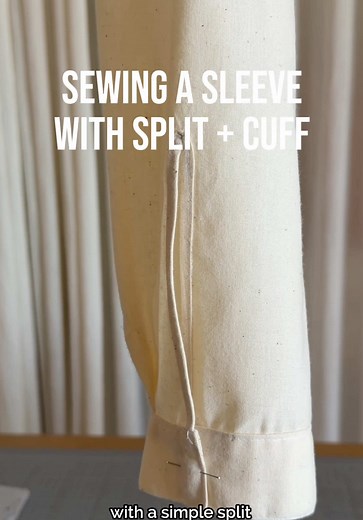 This is how you sew a sleeve with a simple split and a cuff 🪡 Check the previous video if you want to know how to draw this pattern for your casual shirt pattern 👔 #sewingtip #sewingsleeves #fashiondesigner