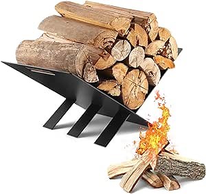 DEERFAMY Firewood Rack Indoor, Heavy Duty Log Holder for Outdoor Fireplace Wood Storage, Black