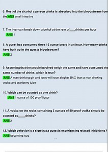 ServSafe Alcohol Exam Questions and Answers Updated 2024 2025 Verified Answers