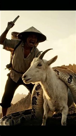 Villager Risks Everything — Saves Mountain Goat from Giant Python #mountaingoat #wildliferescue