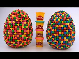 Huge M&M's and Skittles Surprise Eggs Learn alphabets Learn animals and sounds Learn Fruits