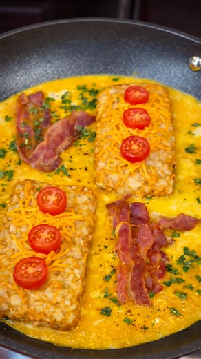 Fully loaded breakfast sandwich stack