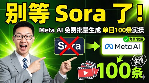 Sora还在热议？聪明人已用这套“免费”方法批量搞钱！Meta AI   自动化插件：单日生成100条优质视频全流程揭秘