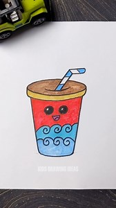 Sip, sip, hooray! Meet the cutest drink you'll ever see! 🥤 Ready to quench your creativity? 🎨 #cutedrawing #colddrinks #drinksglass #kidsdrawing | Kids Drawing Ideas