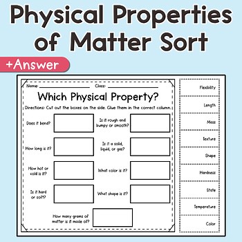 Physical Properties of Matter Sort – Cut and Paste Science Activity